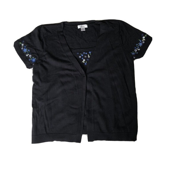 Christopher Banks Large Two Piece Tank Cardigan Sweater Set Floral Embroidered - Picture 1 of 10